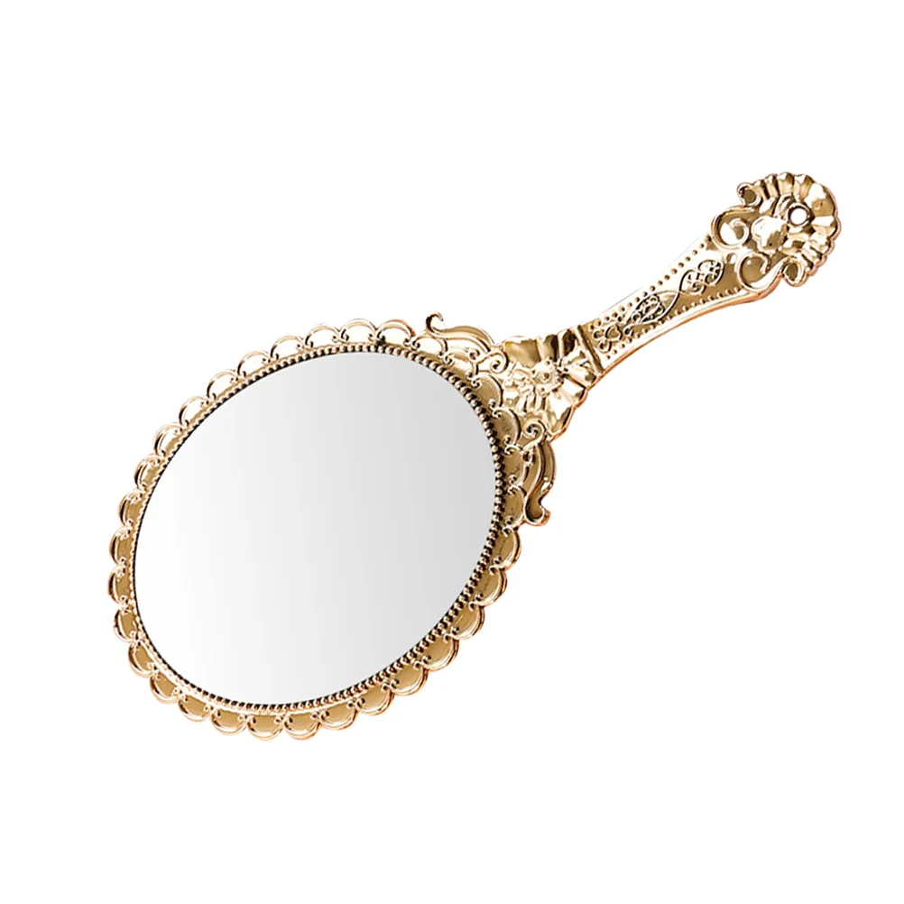 

Travel Size Vintage Makeup Mirror Small Handheld Baroque Design High Definition Reflection Hand Mirror Haircut Use