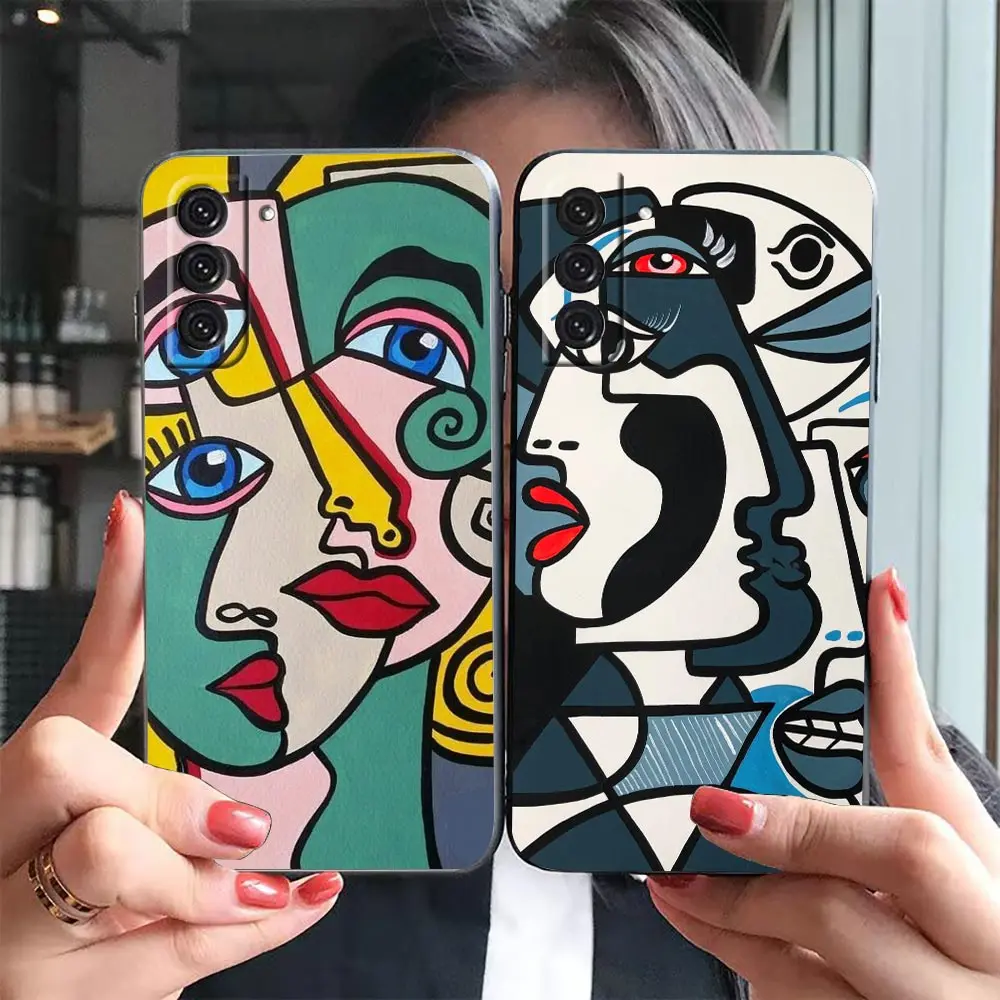 Funda Case For Samsung Galaxy S23 S22 S21 S20 FE S10 S24 LITE S9 S8 PLUS ULTRA 5G Case P-Picasso Abstract Art Painting Graffiti