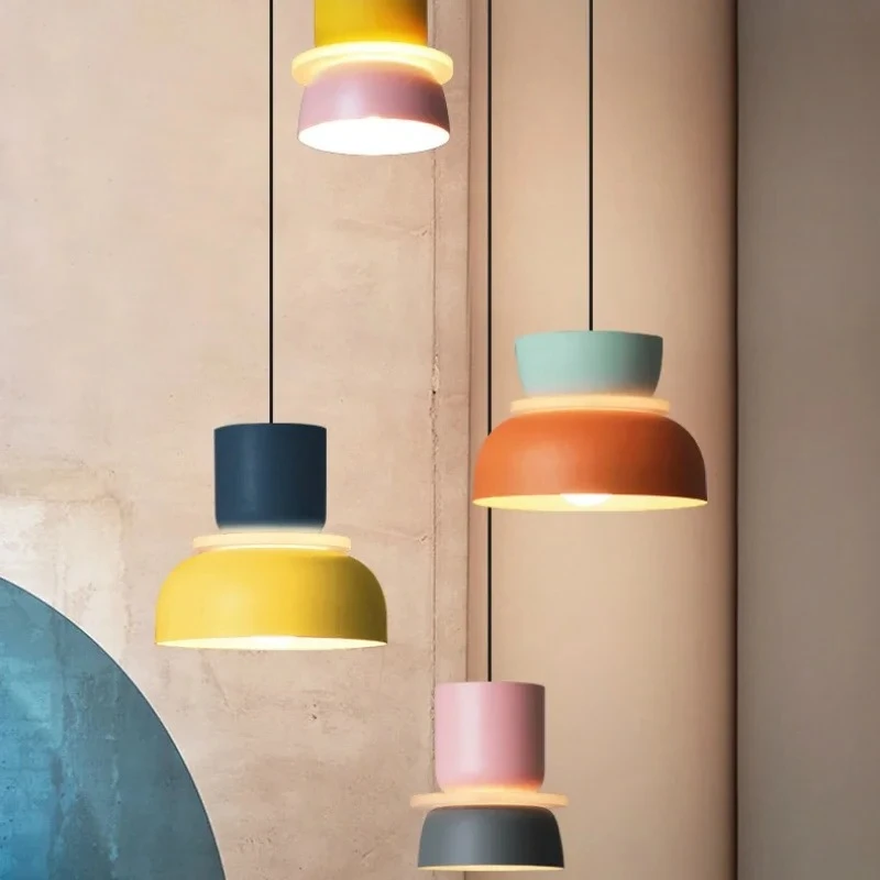 

Modern Macaron Pendant Lamp Led Hanging Suspension Light for Living Study Bar Dining Room Bedside Bedroom Lighting Home Decor