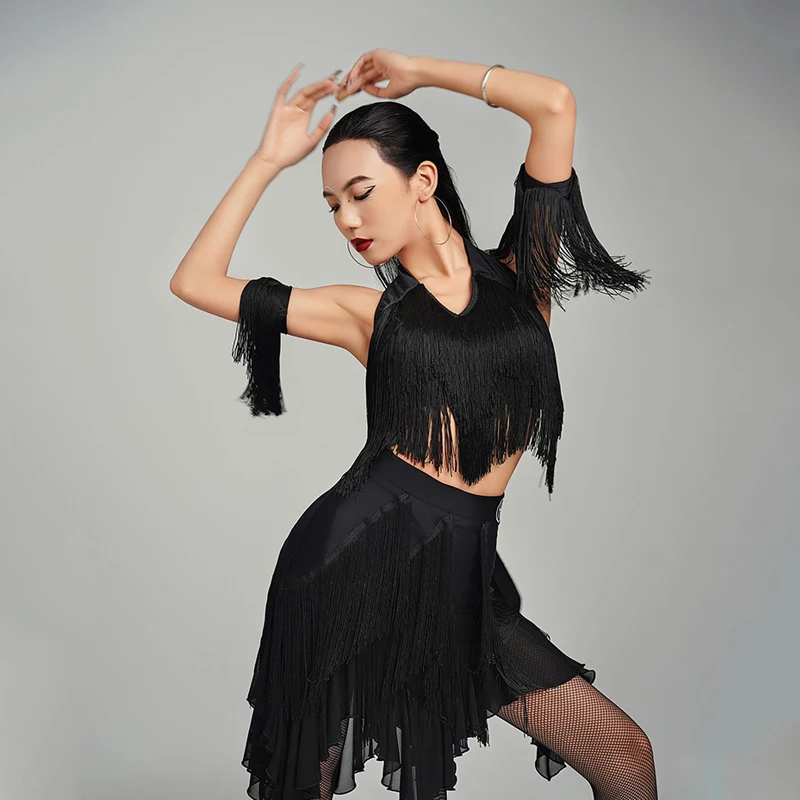 

High-End Latin Dance Competition Clothing For Women Sexy Backless Tops Split Skirts Chacha Modern Dance Latin Performance Dress