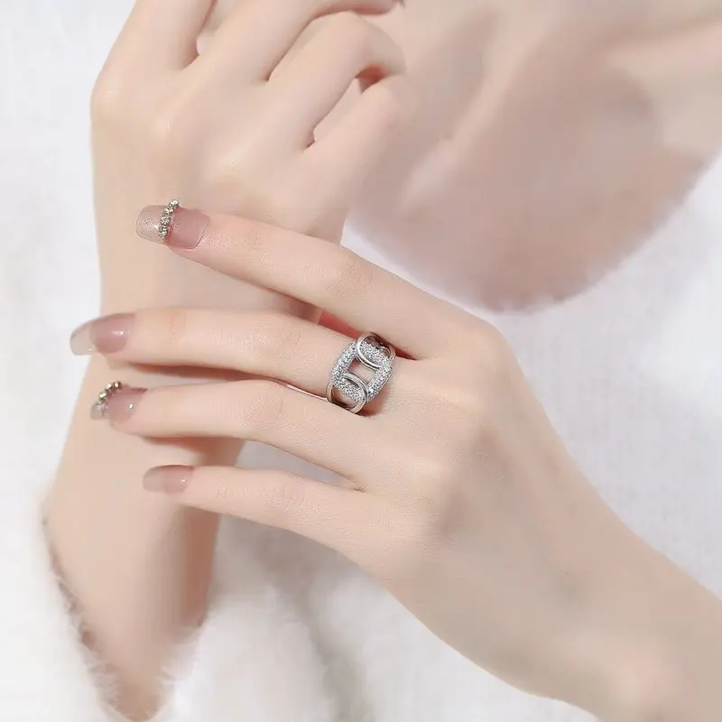 Korean-style fashionable and individual women's ring, 925% pure silver fashionable and simple jewelry