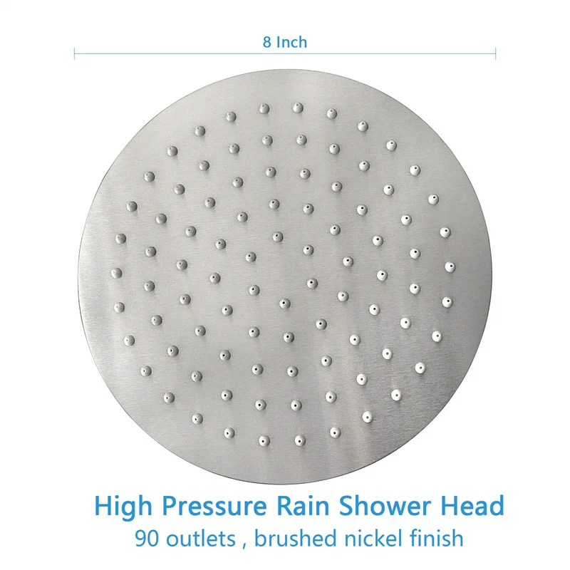 Rain Shower Head Ultra-Thin 304 Stainless Steel Brushed Showerhead High Pressure Round Bathroom Rainfall top-spray Accessories