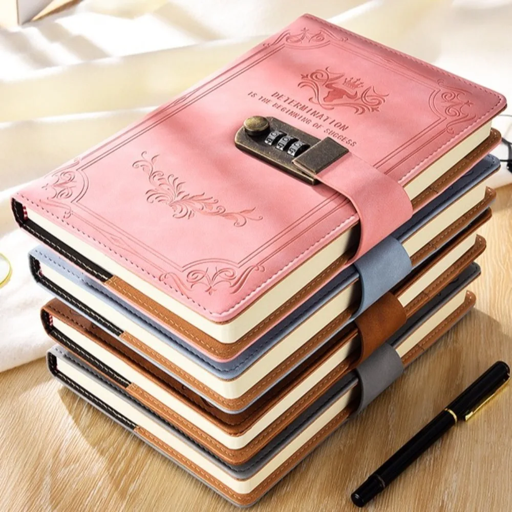 Creative Dazzling Lockable Journal PU Square PU Leather Notebook Thickened Pages A5 Premium Quality Notepad Writing