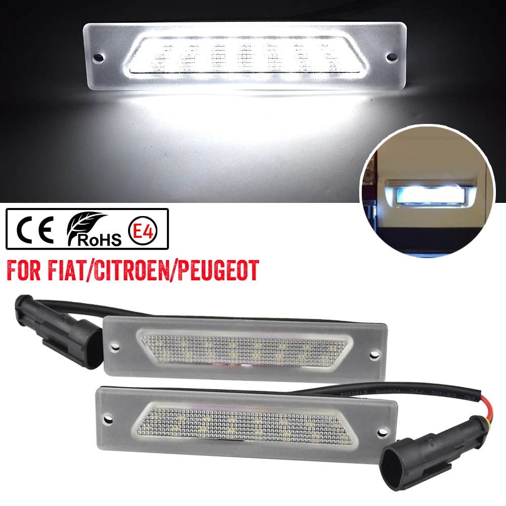 2Pc LED License Number Plate Light For Fiat Ducato Box Bus Peugeot Boxer Bus Manager Citroen Jumper Bus Box Relay 1994 1995-2002