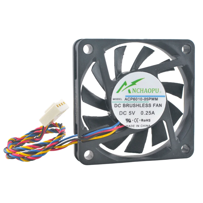 Ultra-Thin 6cm 60mm Cooling Fan - ACP6010-05PWM ACP6010-12PWM 60x60x10mm DC5V/12V 4-Pin 4500/5800rpm for Chassis CPU