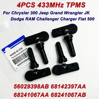 4 piezas 56029398 Sensor de presión de neumáticos AB TPMS para Jeep Wrangler Grand Cherokee Charger Dodge 68142397 AA 68241067 AA 68241067 AB 433MHz