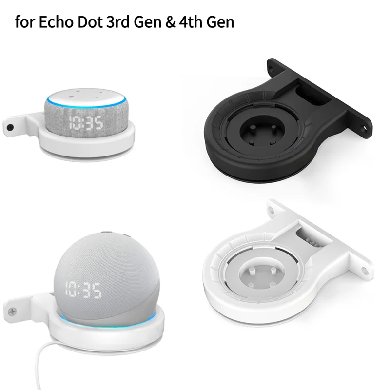 حامل قوس مثبت على الحائط بمنفذ صغير لنقطة صدى ، إدارة الحبل ، شماعات التخزين ، مكبر صوت ذكي ، أسود ، 2 way