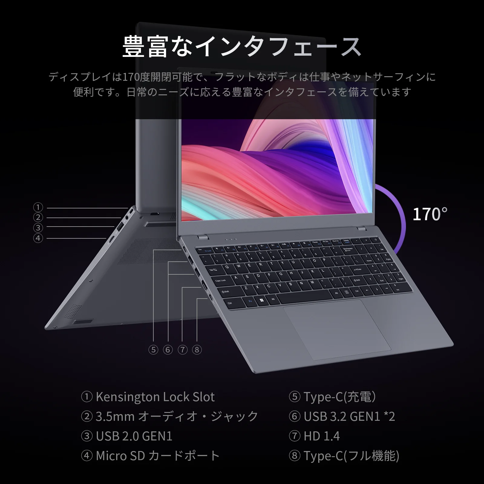 AMD搭載ノートパソコン 15.6インチ FHD 8GB RAM 256GB SSD デュアルコアプロセッサー 最大2.6GHz WiFi 5 BT5.0 学生・ビジネス向けノートブック