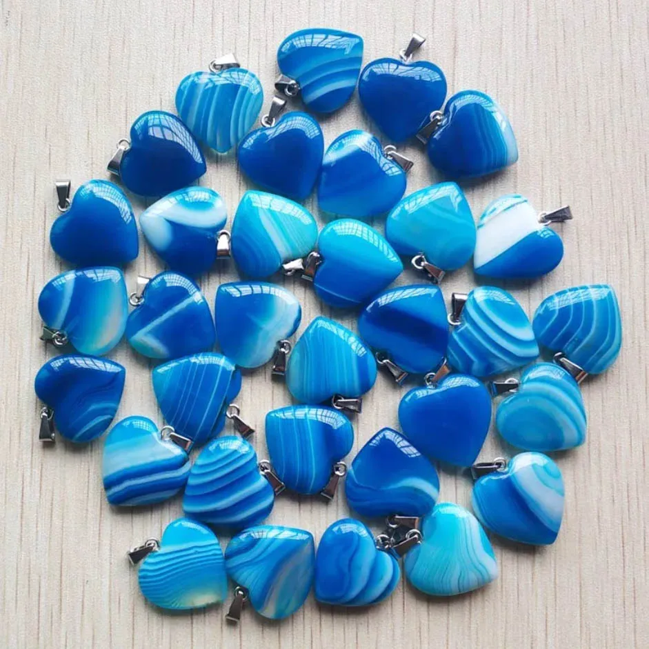 Wholesale 36pcs/lot Fashion Good Quality Mixed Stripe Onyx Heart Shape Charms Pendants for Jewelry Making 20mm Free Shipping