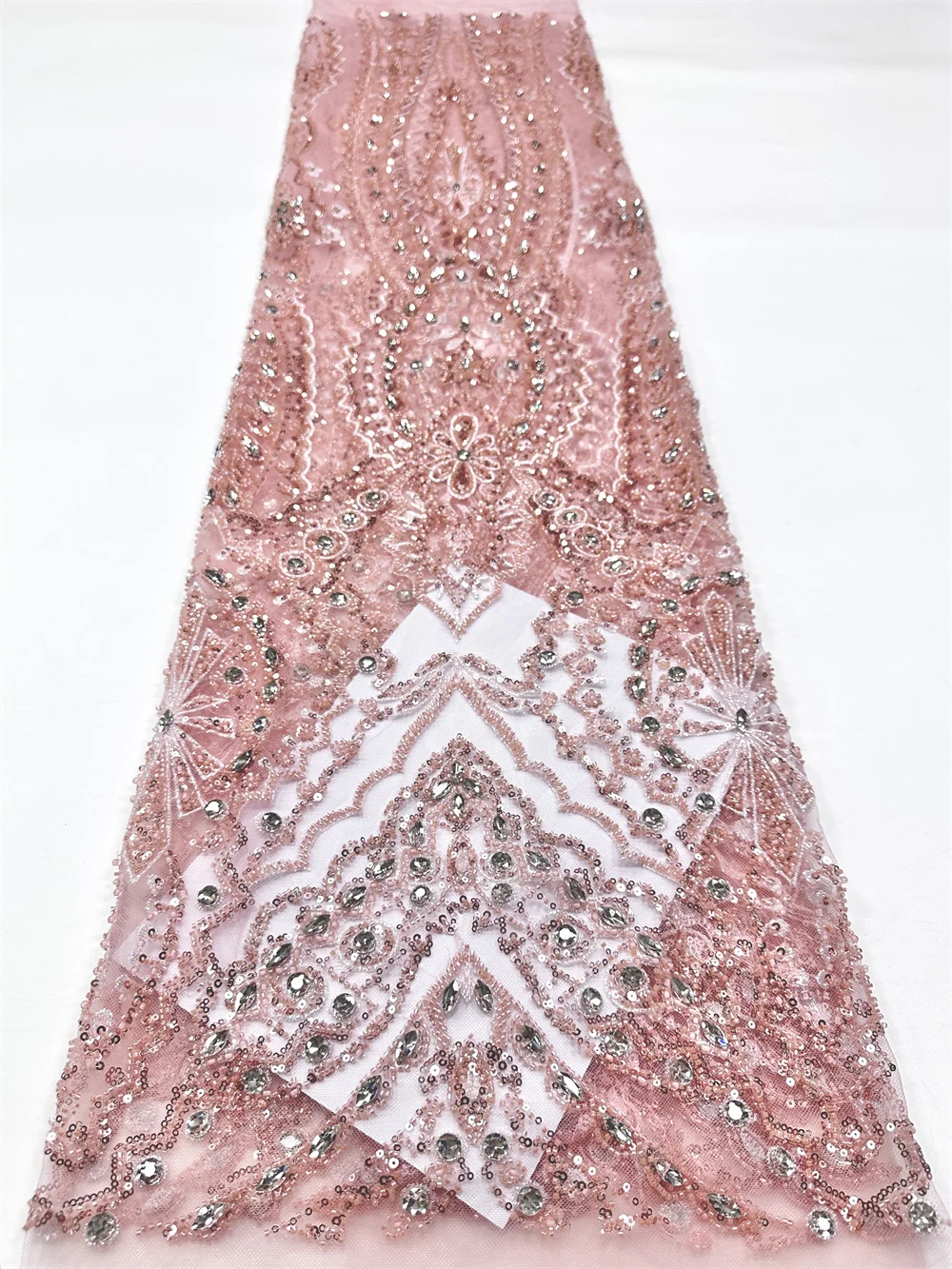 

African Bridal Lace Fabric Luxury Sequins Beaded Embroidery High Quality Stones French Tulle for Wedding Groom Nigerian Style