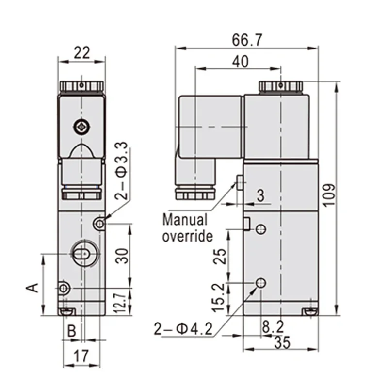 3V210-08 Pneumatyczny zawór elektromagnetyczny 3-drogowy 2-pozycyjny zawór sterujący kierunkem powietrza Zawór pneumatycznyDC12V DC24V AC110V AC220V