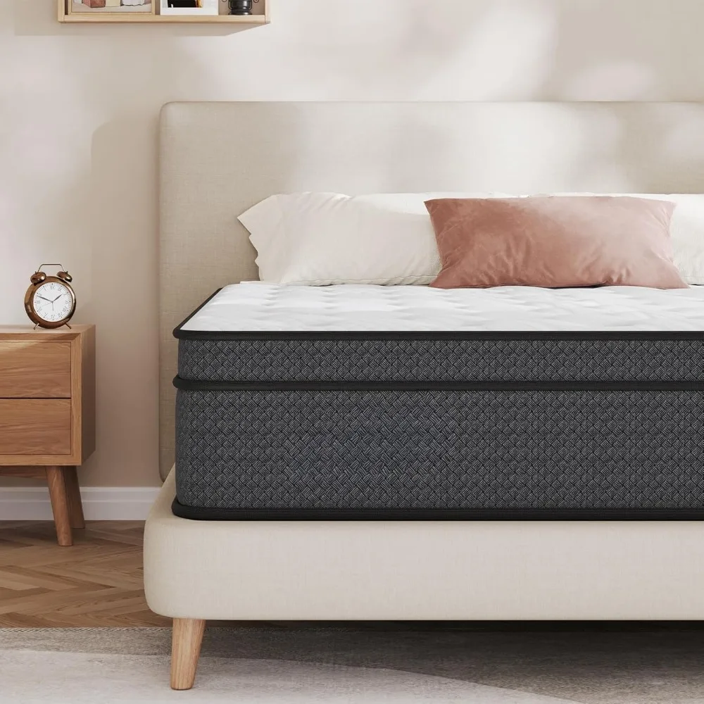 

King Mattress, Gel Memory Foam Hybrid, Individually Pocketed Springs, Support & Comfort Sleep, 12 Inch Pillow Top Mattress