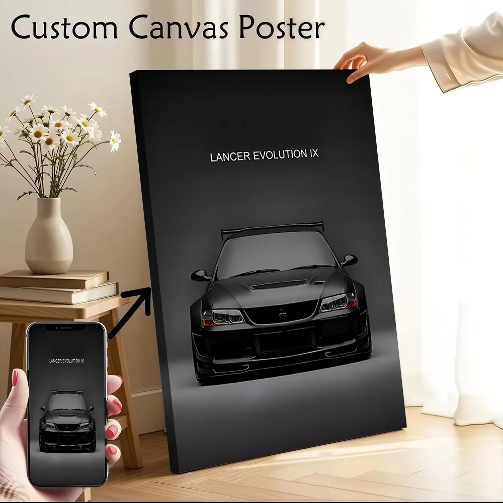 Sport Black Japanese Car Lancer Evolution IX Printed Canvas Poster Custom Pictures Wall Art Canvas Painting for Room Decor Arts