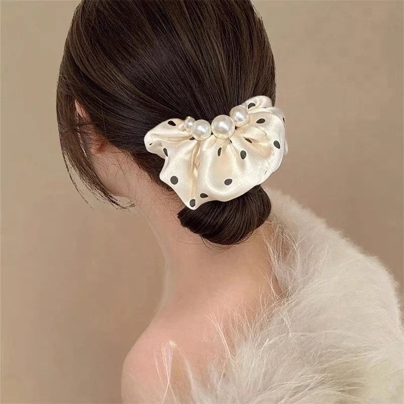 Elastici per capelli con perle a pois da donna Fasce per capelli alla moda Fasce elastiche Accessori per capelli