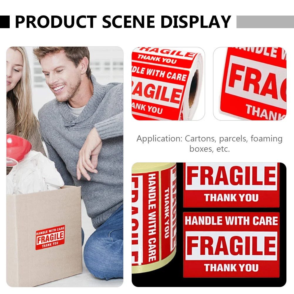 500 pces aviso adesivo frágil design compacto e leve para fácil transportar e armazenar alça de adesivo frágil com etiqueta de cuidado