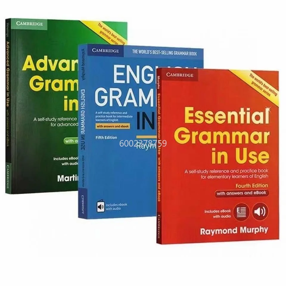 Gramática en uso Cambridge English Grammar 3 volúmenes Estudiantes de escuela primaria y secundaria Libro de ejercicios para mejorar la gramática en inglés