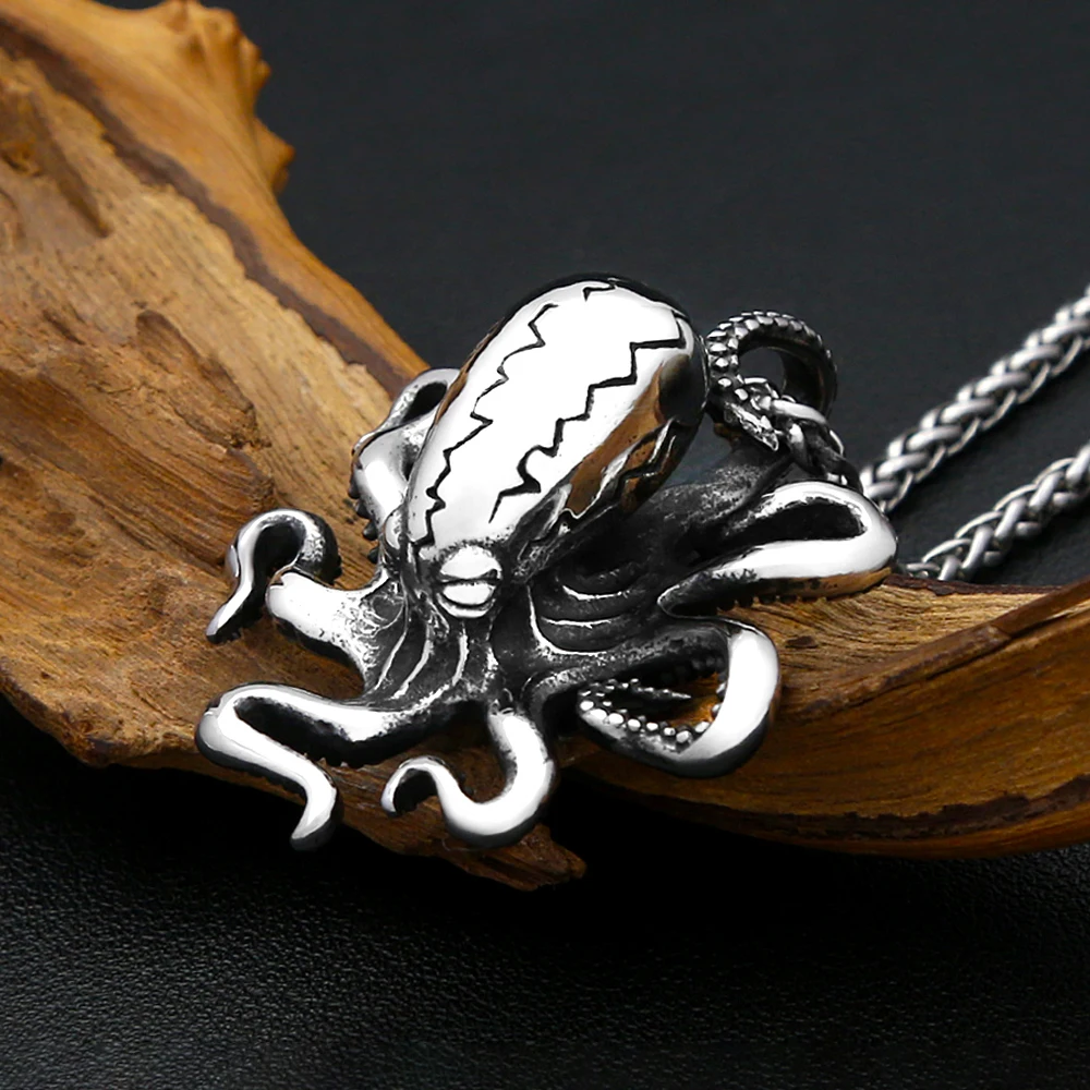 Vintage Octopus Tentacle Pendant Necklace Stainless Steel Punk Biker Necklaces For Men Women Animal Jewelry Gifts Dropshipping