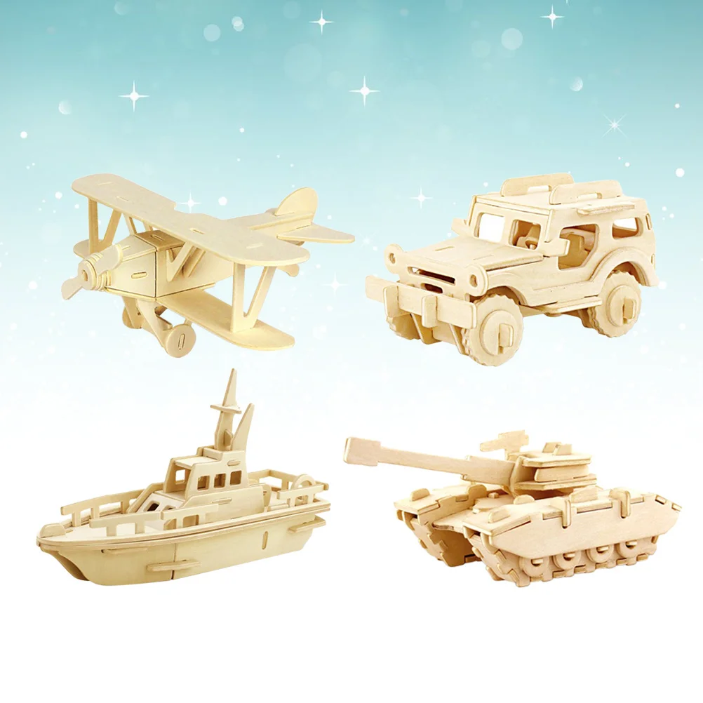 Puzzle in legno 3D da 4 pezzi per adulti Kit educativo in legno per bambini Nessuna colla richiesta Struttura tenone Gioco di puzzle decorativo