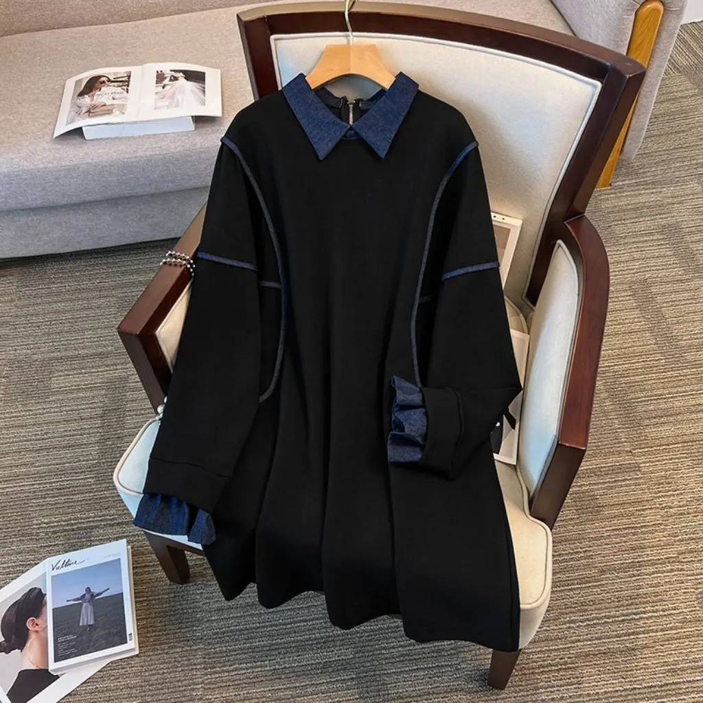 Женская свободная футболка для отдыха больших размеров, жилет, вместимость 300 кг, осенне-зимняя одежда для толстой сестры, окружность груди 150