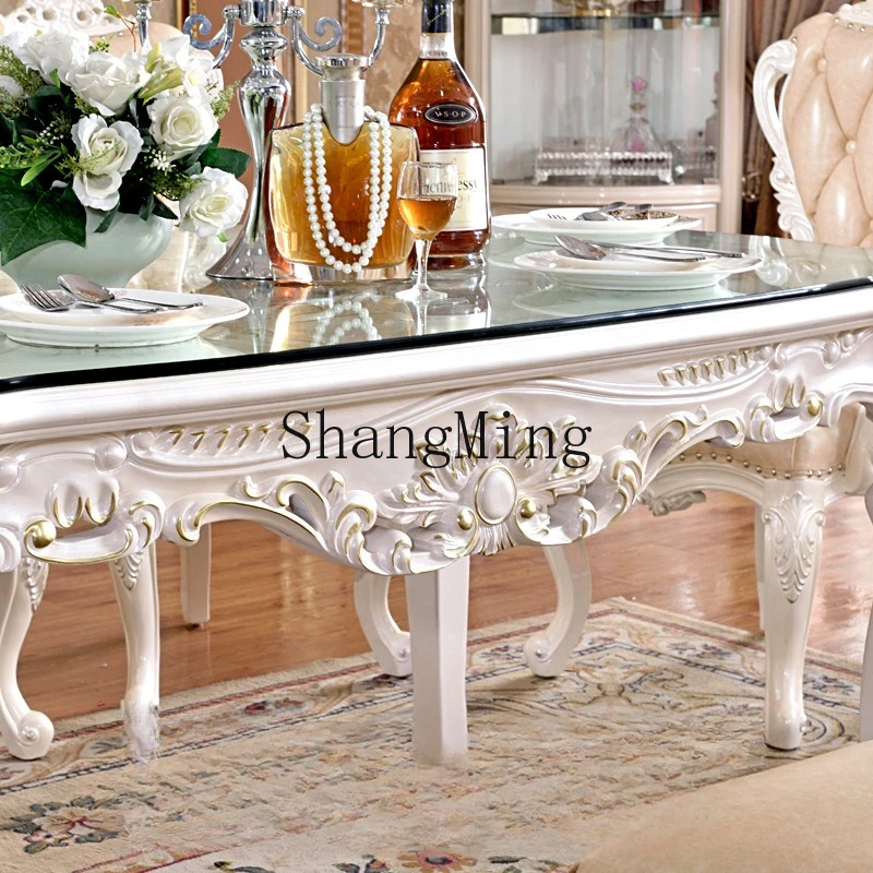 

DHY dining table Villa solid wood square table dining table combination restaurant furniture square