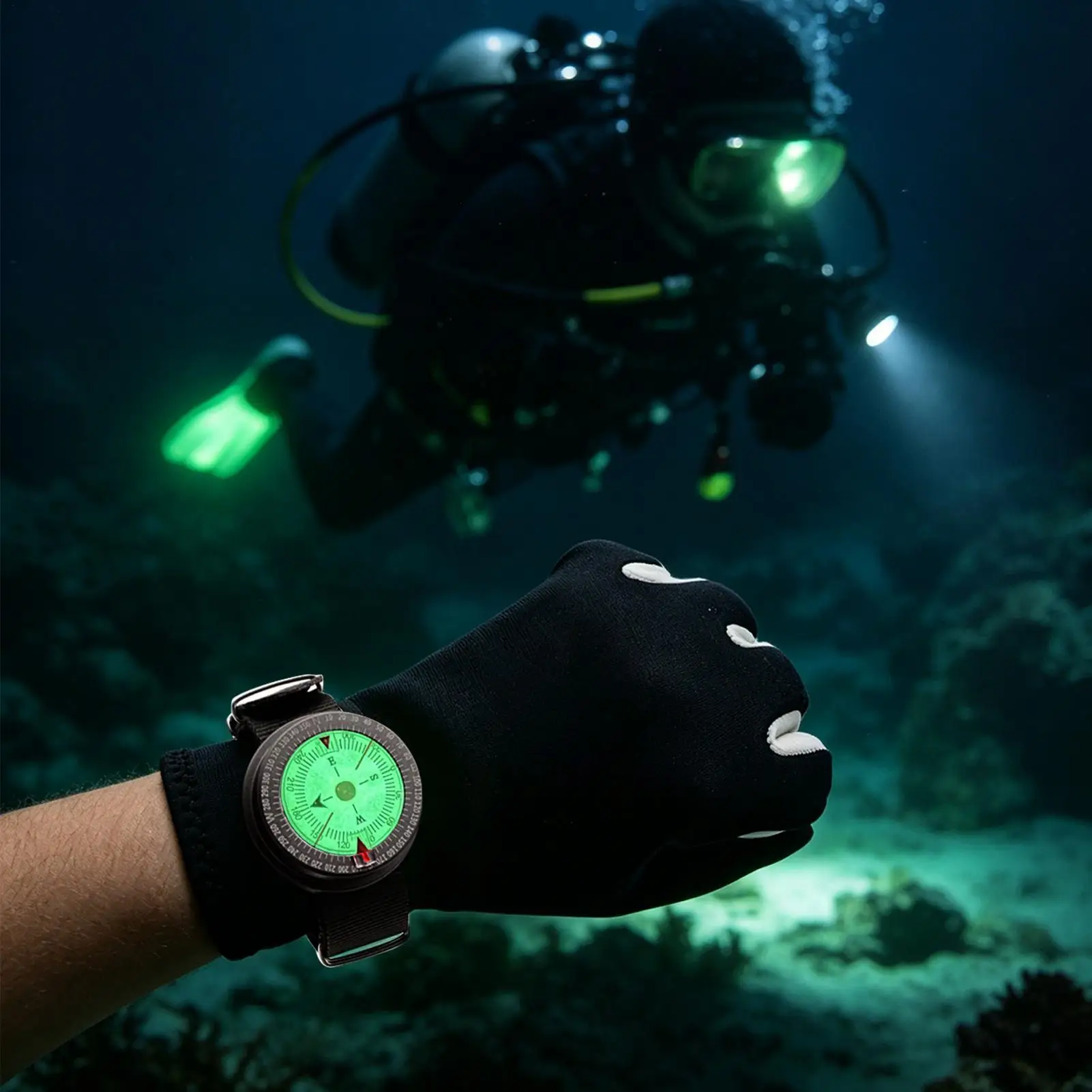 Waterproof Luminous Wrist Compass Accurate Underwater Directional Tool Outdoor Survival Camping Sailing Diving Hiking