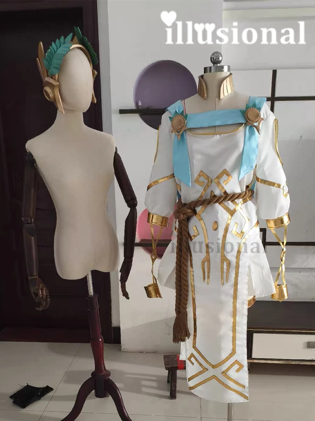 

illusional Mercy O W Angela Ziegler Cosplay Costume women with hairdress shoes Custom size made