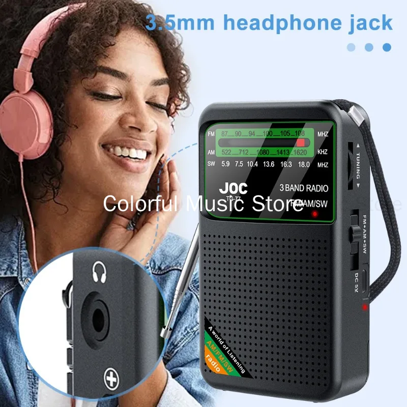 Newest Portable Pocket Radio AM/FM/SW 3-Band Portable Radios For Running Walking Support Earphone Rechargeable Radio FM Receiver