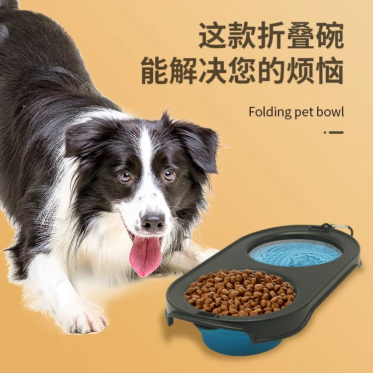 Pet folding bowl Pet food utensils Dog food basin Feeder Cat dog drinking water Pet bowl Silicone dog bowl Wholesale view 4