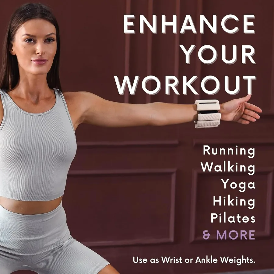 أوزان الكاحل للمعصم من Polyfit زوج واحد من أوزان الكاحل يمكن ارتداؤها للنساء والرجال مثالية لممارسة اليوغا والمشي والجري والرقص