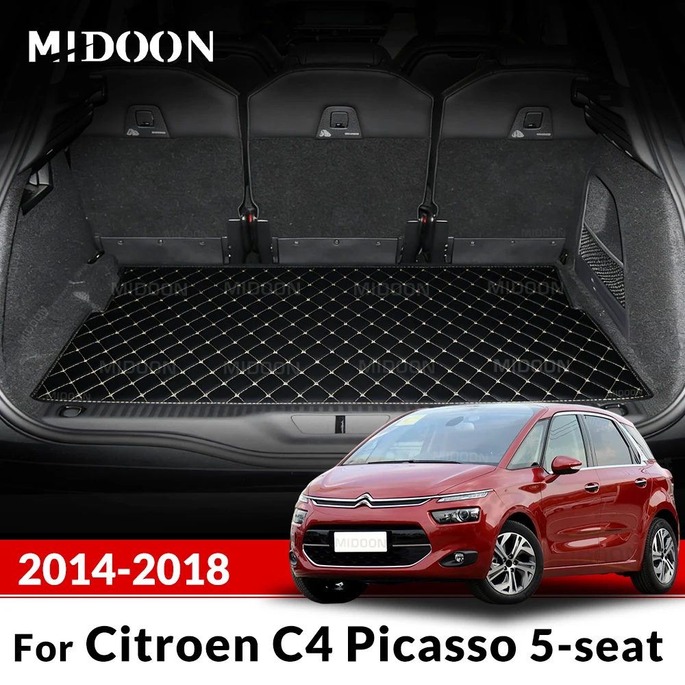 Car Trunk Mat for Citroen C4 Picasso Five Seats 2014 2015 2016 2017 2018 Cargo Liner Carpet Interior Accessories Cover
