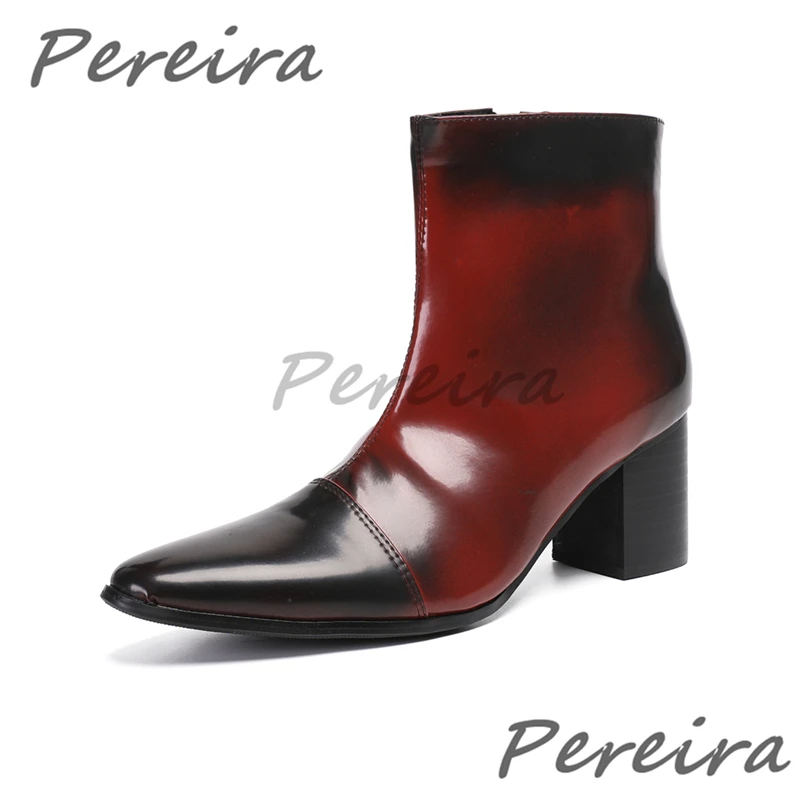 

Fashion Gradient Color Ankle Boots for Men British Style Pointed Toe Zipper Chelsea Boots Party Wedding Business Dress Shoes