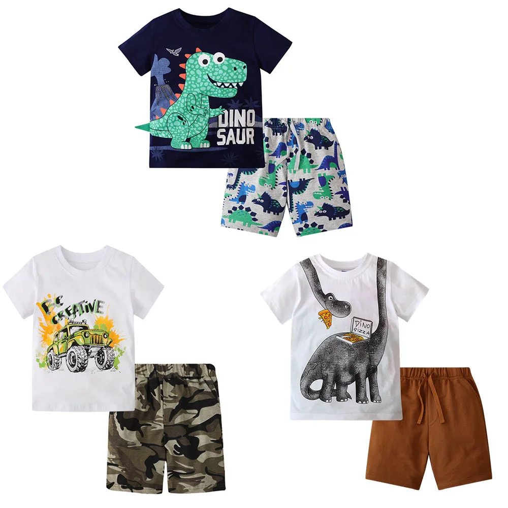 

Summer Fashion Dinosaurs Children's Clothing Sets 2-7T Boys Girls Cotton Outfits with Animals Print Boys' Girls' Fashion Suits