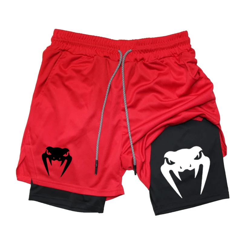 MMA pantalones cortos de compresión 2 en 1 para hombre, ropa de punto transpirable, liberación rápida, Ideal para Gimnasios, Fitness, correr,