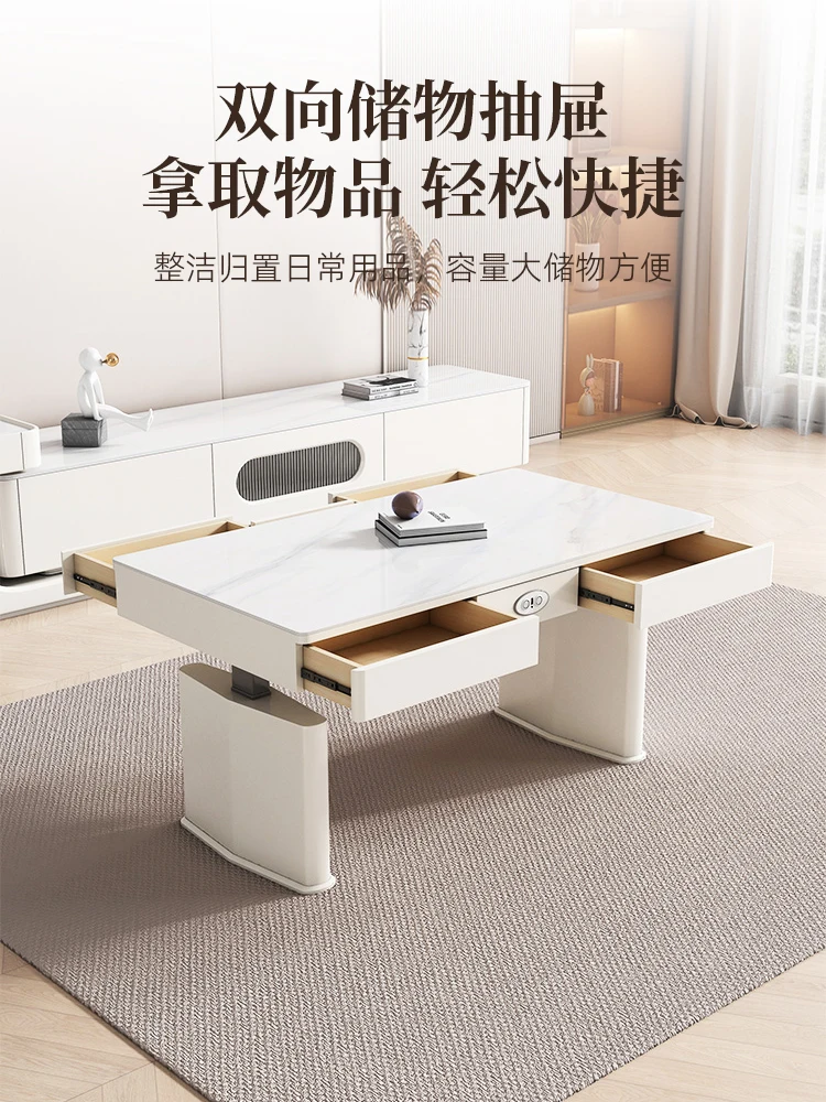 NEW Intelligent voice-activated electric lifting coffee table dining table dual-purpose luxury modern small apartment with