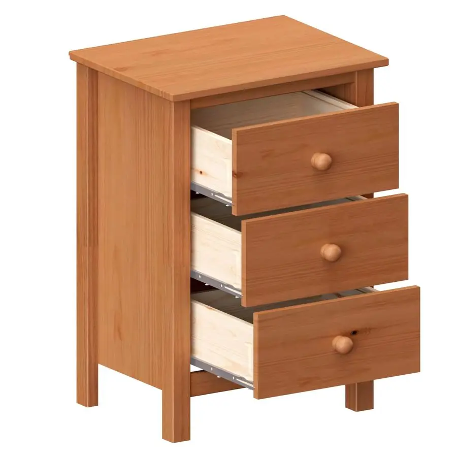 منضدة طويلة مع 3 أدراج طاولة بجانب السرير من خشب الصنوبر الصلب مع تخزين واسع وطاولة جانبية بتصميم مستدام لـ B