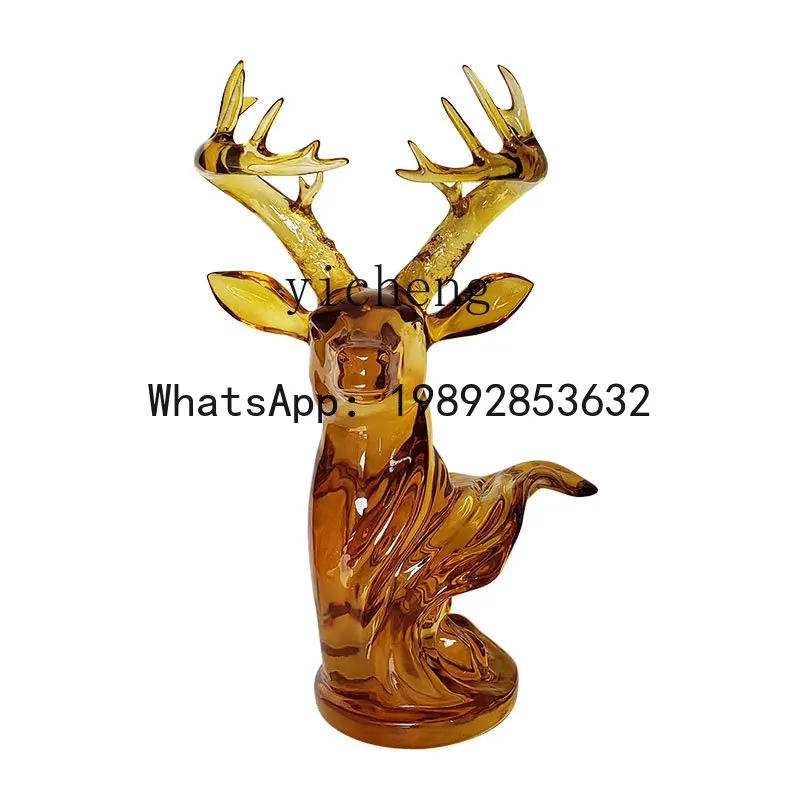 

XX transparent abstract animal ornament sika deer horse head floor sculpture artwork soft decoration