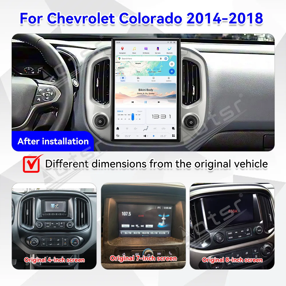 14.4 بوصة HD لمس نظام تحديد المواقع والملاحة Carplay راديو السيارة لشروليه كولورادو 2014-2018 8 بوصة مجموعة الترقية الأصلية قسط #3