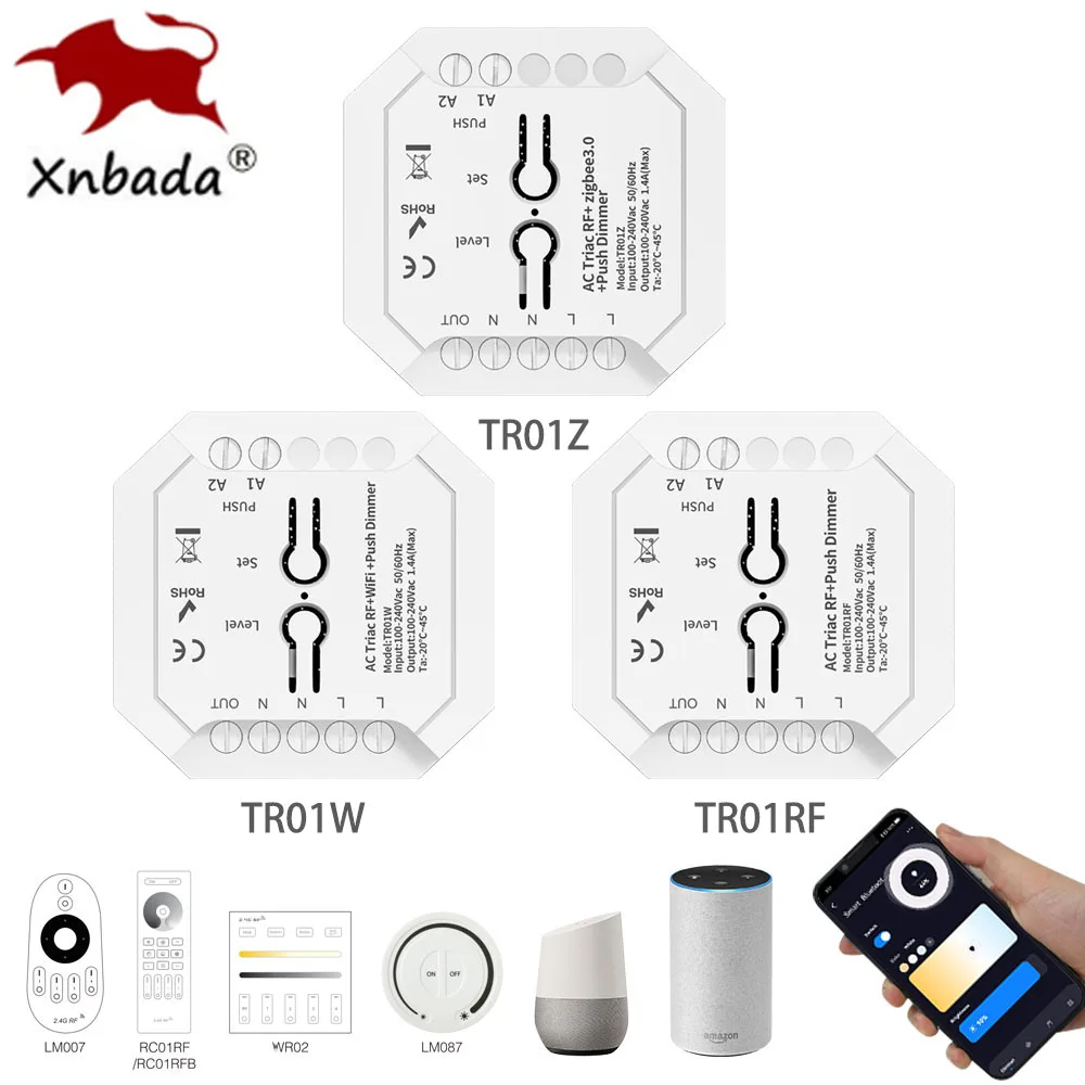 

2.4G TR01RF TR01W AC Triac Dimmer WIF Tuya Smart Light Switch Module TR01Z ZigBee 3.0 Require Work with Alexa Google Home Yandex