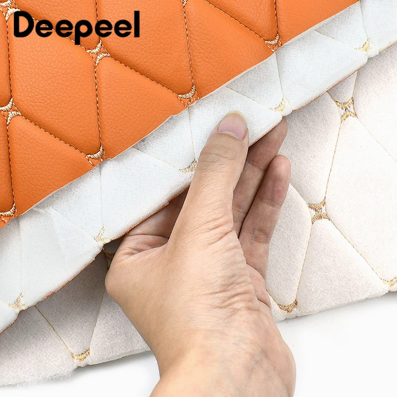 

45*160cm Sponge Interlayer Leather Fabric for Car Interior Seat Cushion Decoration Fabrics Sofa Embroidery Quilted Faux Leathers