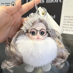 1Pcs Cute Pompom Keychain Real Fox Plush Ball Keyring Plush Eyeglass Doll Pendant Fashion Key Holder Chain