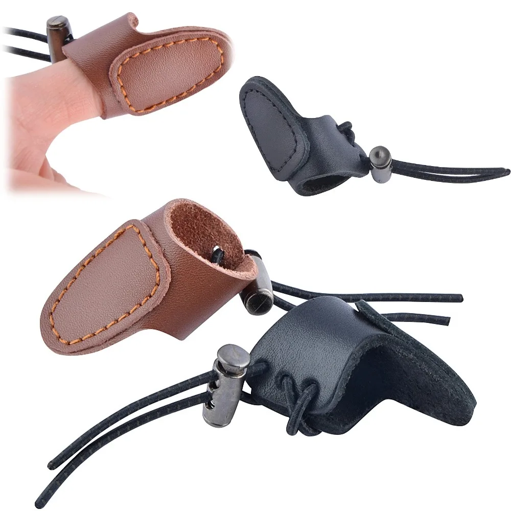 

Secure Archery Thumb Guard Protector Adjustable Reliable Finger Guard Durable Black/Brown for Recurve Bow Shooting Hunting Acc