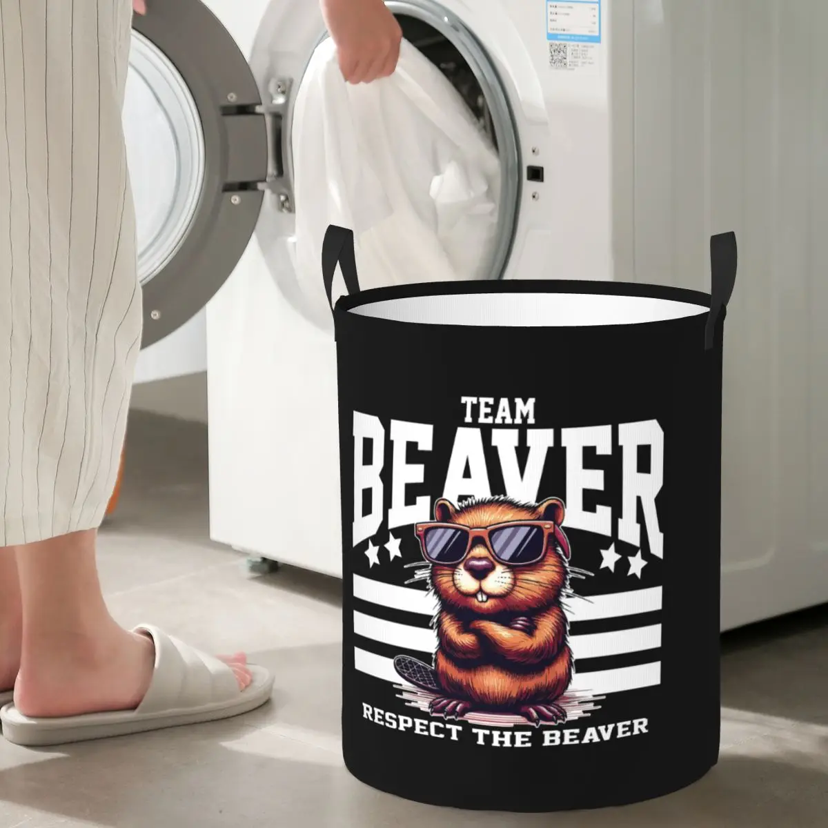 

Складная корзина для белья Team Beaver Respect The Beaver, корзина для хранения грязной одежды и игрушек, большая водонепроницаемая коробка