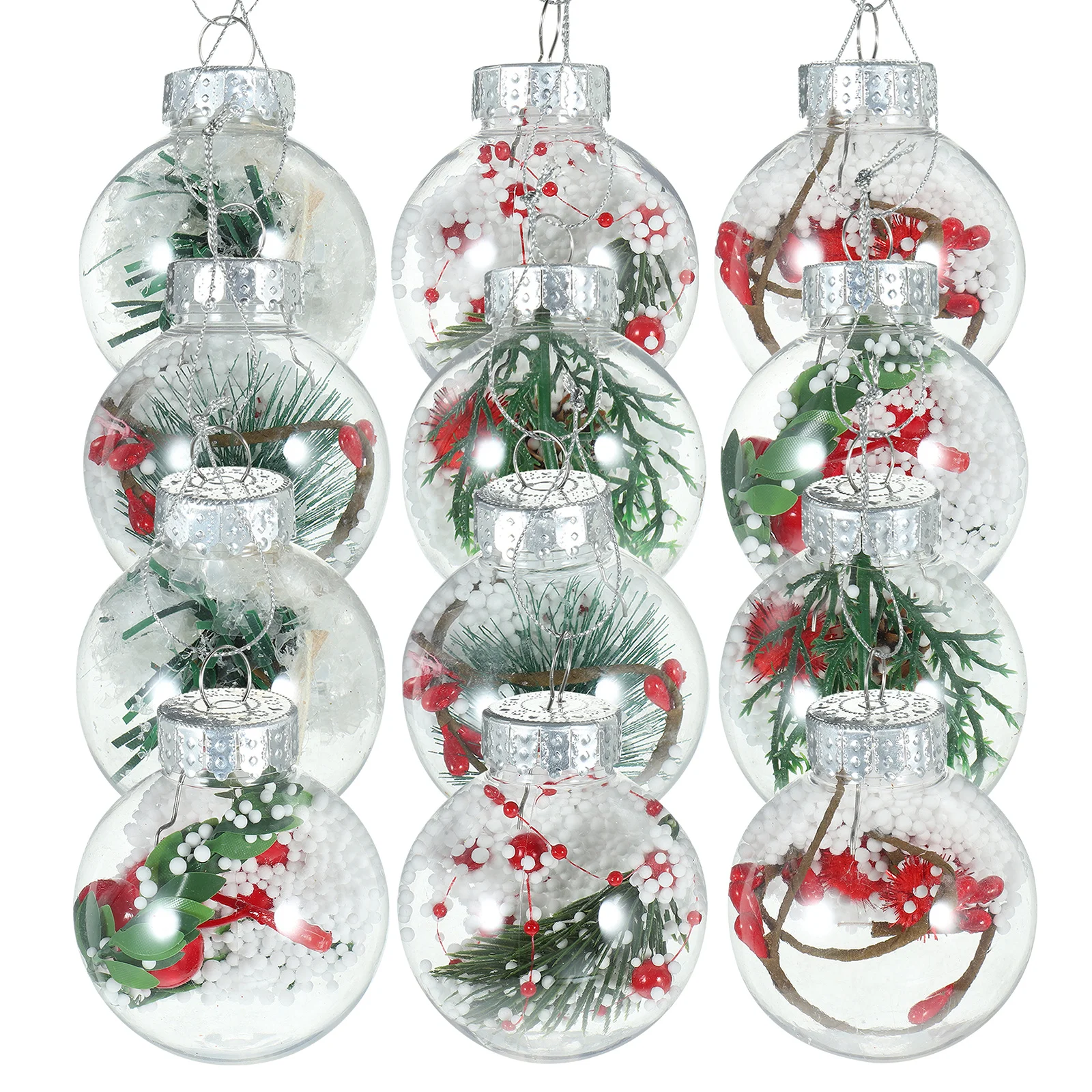 

12Pcs Clear Plastic Christmas Ornaments for Crafts Christmas Tree Hanging Decors Festive Holiday Party Decorations Home Mall