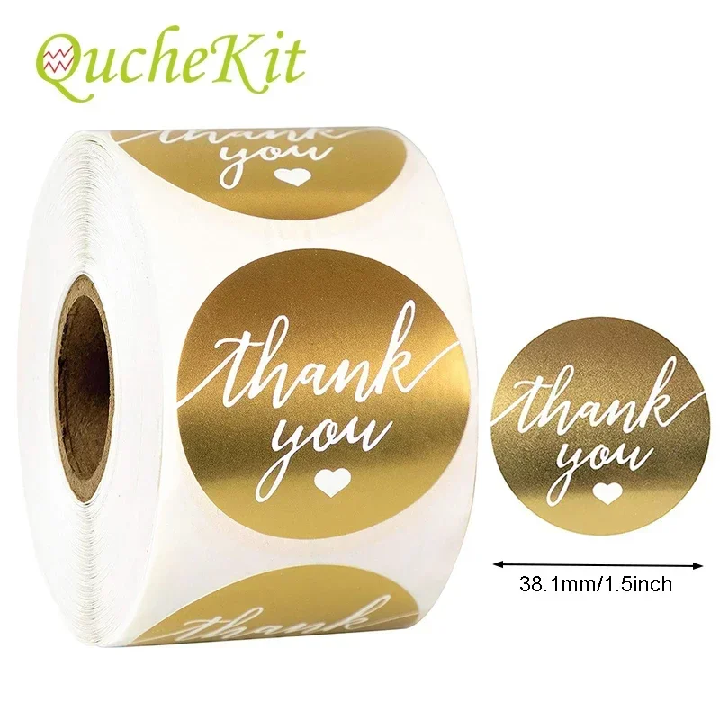 500Pcs Thank You Sticker Handmade Christmas Gift Seal Labels Gold Foil Paper Decoration Sticker Business Wedding Gift Stationery