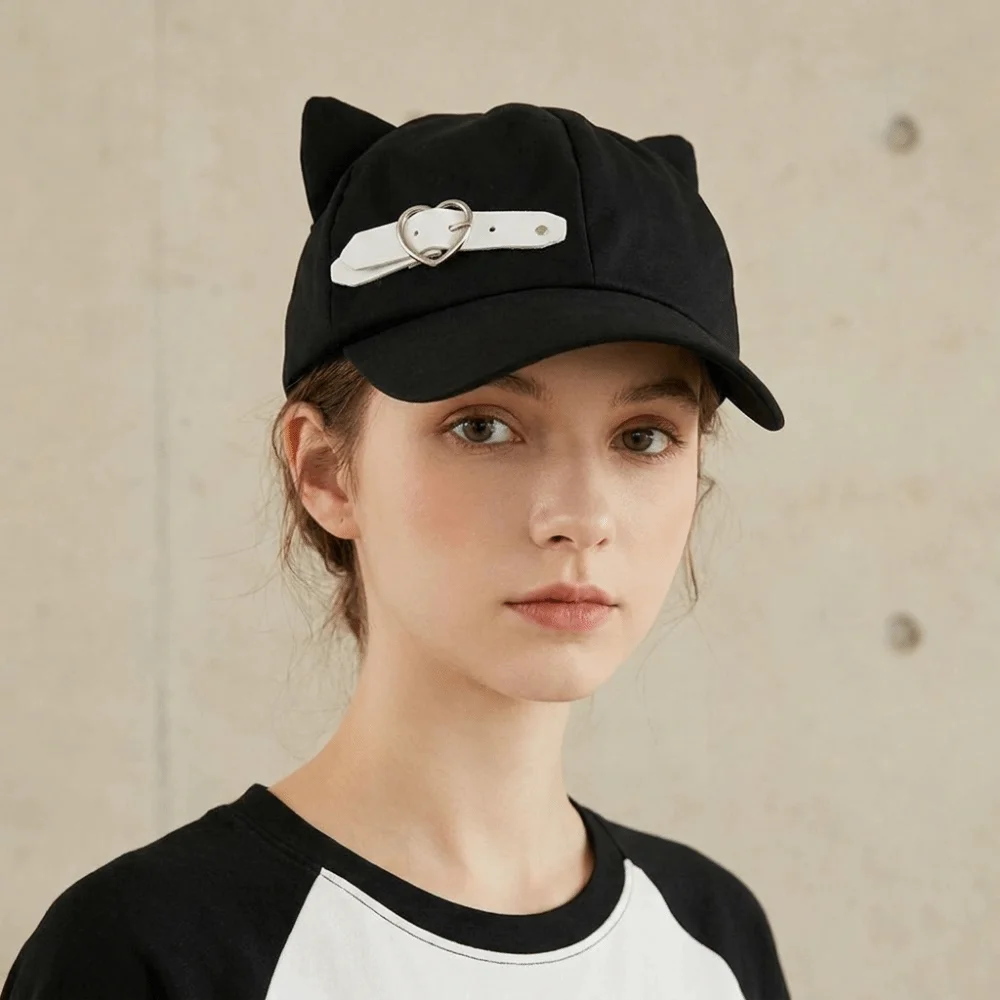 Cute Black Cat Ears Beret Harajuku Gothic Newsboy Cap Baseball Cap Lolita Octagonal Hat Streetwear