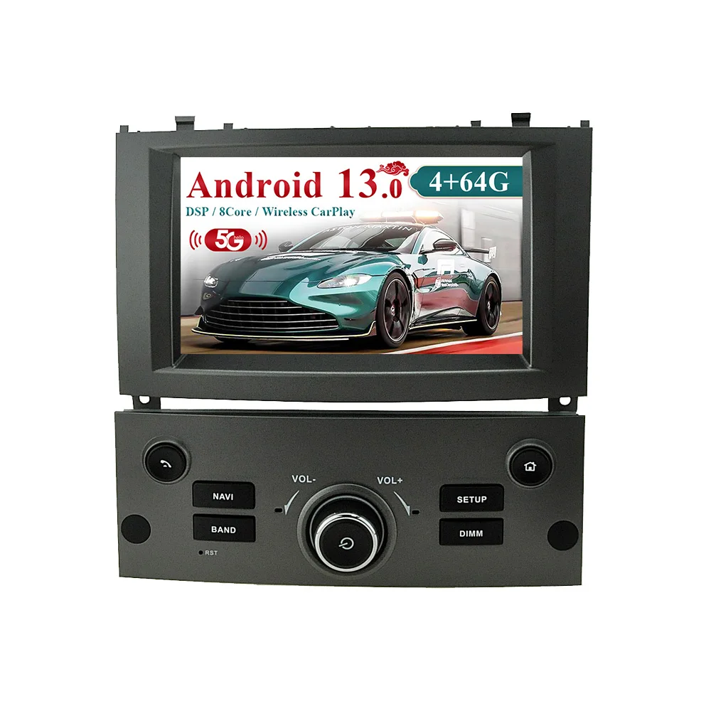 Android 14 4+64GB Audio Radio For Peugeot 407 2004-2010 Carplay Car Multimedia Auto Stereo Player GPS Navigation Tape Recorder