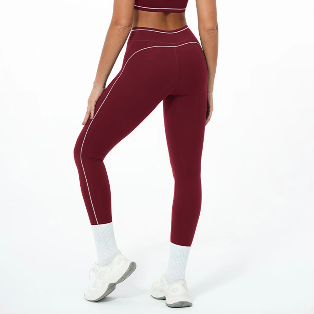 AliExpress Women Contrast Color Yoga Leggings Breathable Fitness Leggings Running Cycling Pants Sports Trousers Female Workout Gym Clothing