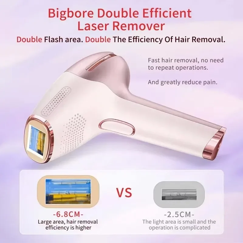 IPL Laser Hair Removal Device Ice Cooling Painless Epilator Women Permanent Depilador Double Flash Facial Body Bikini Trimmer