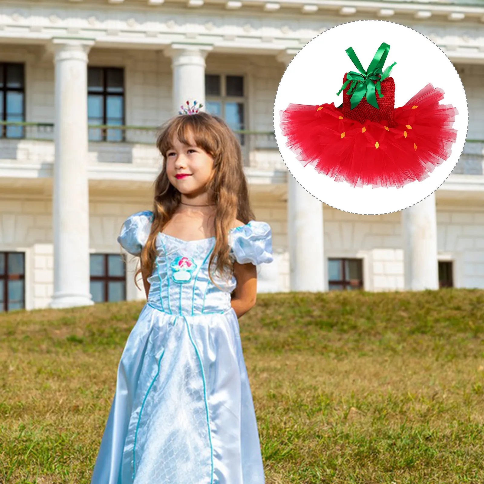 

Girls Red Princess Tutu Dress Holiday Party Mesh Costume Stage Performance Outfit Short Skirt Tutu Holiday Costume