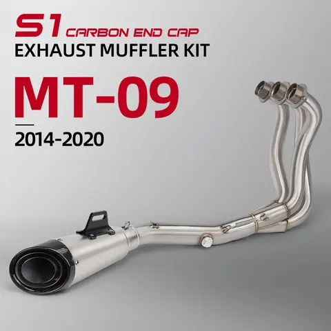 Full System For Yamaha MT09 FZ09 xsr900 2014-2020 Motorcycle Exhaust Modified Three Layer Carbon Muffler Front Link Pipe Slip on